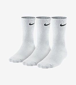 MEIA NKE PERFORMANCE BRANCA CANO ALTO(3 PARES)