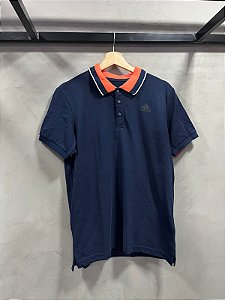 CAMISA POLO ADIDAS ESSENTIAL(AZUL MARINHO/LARANJA)