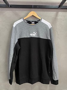 Moletom Puma Color S/Capuz - Cinza+preto