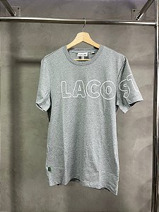 CAMISA LACOSTE LETREIRO CINZA