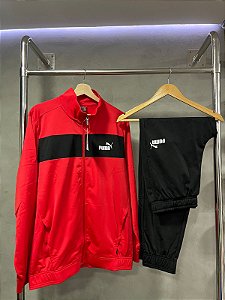 CONJUNTO PUMA TRACK (VERMELHO/PRETO)
