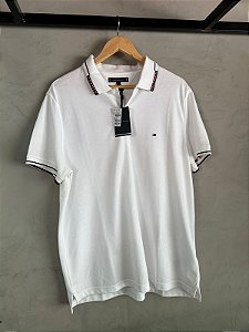 POLO TOMMY HILFIGER LOGO GOLA BRANCA