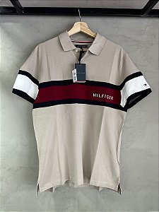 Polo Tommy Hilfiger Masculina Regular Piquet Colourblock