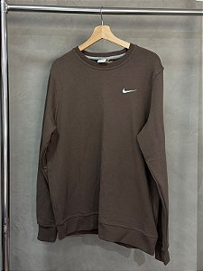 MOLETOM GOLA CARECA MINI SWOOSH MARROM