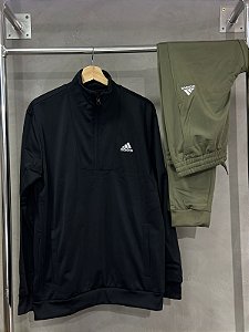 TRACKSUIT ADIDAS 1/4 ZIP (PRETO/VERDE) 2023