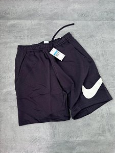SHORT MOLETOM SWOOSH BRANCO AZUL MARINHO)