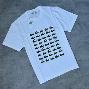 CAMISA LACOSTE LOGOS FRONTAL  (BRANCA)