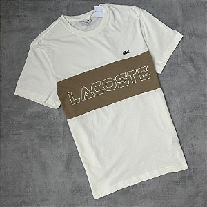CAMISA LACOSTE COLOR BLOCK (BRANCO/BEGE)