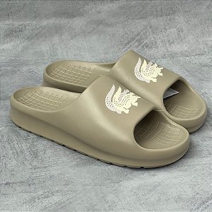 CHINELO SLIDE LACOSTE 3D MARROM