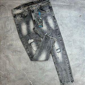 Calça Jeans Destroyer mescla cinza - (2419277)
