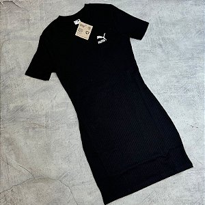 Vestido Puma Canelado Feminina - Preto 621405-01