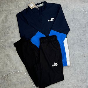 Conjunto Puma Woven Masculino Azul marinho+Royal - 675966-06