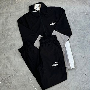 Conjunto Puma Woven Masculino Preto+Cinza -675966-01