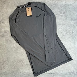 Camiseta Nike Pro Dri-fit Swoosh Manga Longa Chumbo - DD1990-068
