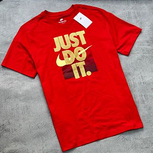 Camiseta Nike Just Do It Vermelho+dourado