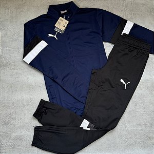 Conjunto Puma Agasalho TeamRise - Azul marinho