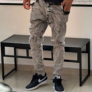 CALÇA JEANS MESCLA CINZA ESFUMAÇADA