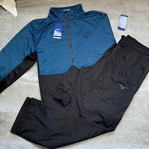 Agasalho mizuno -Preto e Azul marinho