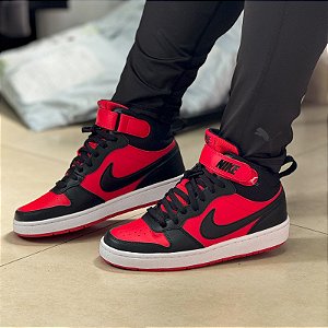 Tenis Nike Court Borough Mid Gs-Preto\Vermelho
