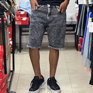 Bermuda brow Jeans - Cinza com respingos