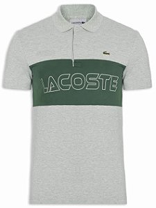 Camisa Polo Lacoste Letreiro Cinza PH1470-23-NLI