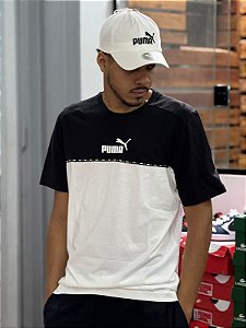 Camiseta Puma Essentials Block Tape Men's  - Branco + Preto