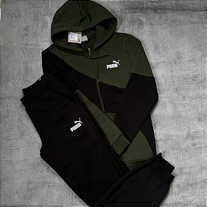 Conjunto puma tracksuit- verde+ preto