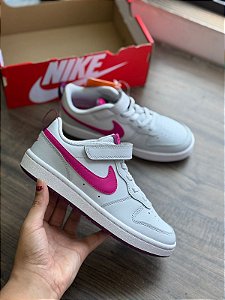 Tênis Nike Court Borough Low Infantil- Rosa+ cinza