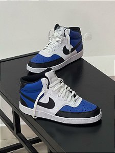 Tenis Nike Court Vision Mid Next Nature AF- Branco+ Azul royal