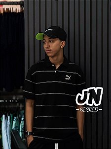 Polo Puma Algodão Relaxed Fit Listrada