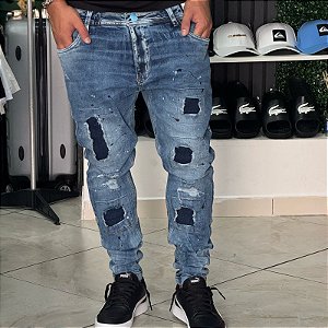 Calca Brow Jeans Azul Com Rasgos-9012