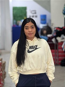 Blusão Nike Moletom Feminino Club Fleece - creme