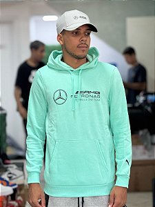 Blusa Masculina Puma AMG Mercedes Fleece Hoodie Motorsport- Verde Agua
