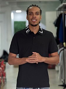 POLO LACOSTE GOLA ASSINALADA- CROC BLACK