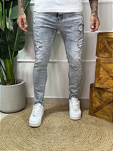 Calça Jeans Lipse Cinza Esfumaçada 0242