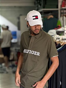 Camisa POLO TOMMY HILFIGER AMERICANO LETREIRO BORDADO - verde