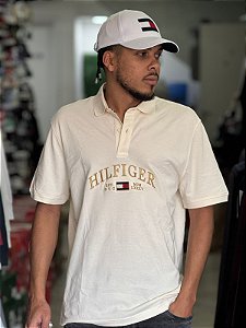 Camisa POLO TOMMY HILFIGER AMERICANO LETREIRO BORDADO - Dourado