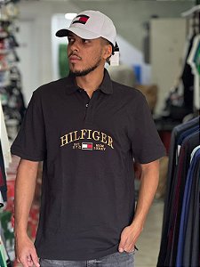 Camisa POLO TOMMY HILFIGER AMERICANO LETREIRO BORDADO - PRETO
