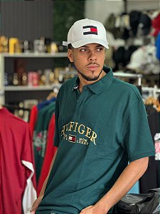 Camisa POLO TOMMY HILFIGER AMERICANO LETREIRO BORDADO - VERDE