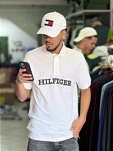 Camisa POLO TOMMY HILFIGER AMERICANO LETREIRO BORDADO - Branco