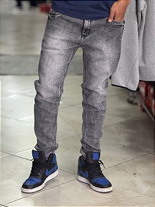 Calça jeans cinza marmorizado basica 7029