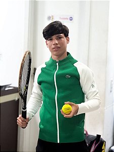 Jaqueta lacoste djokovic verde + branco