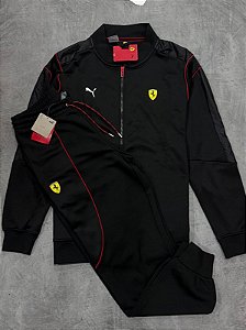 Conjunto puma ferrari motorsport preto+vermelho