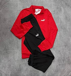 CONJUNTO PUMA TRACK (PRETO/VERMELHO)