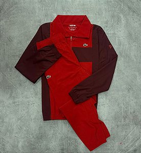 Conjunto lacoste novak djokovic - vermelho+vinho