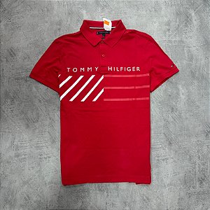 POLO TOMMY HILFIGER LETREIRO- VERMELHO