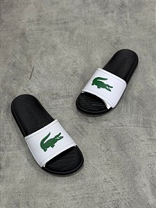 SLIDE LACOSTE CROCO-PRETO+BRANCO