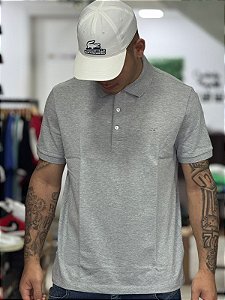 POLO LACOSTE PIQUE SLIM FIT - CINZA