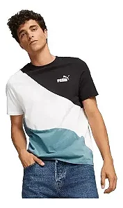 Camiseta PUMA POWER Cat Masculina - Branco + azul 673380-48