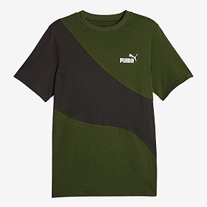 CAMISETA PUMA COLORBLOCK- PRETA E VERDE MILITAR